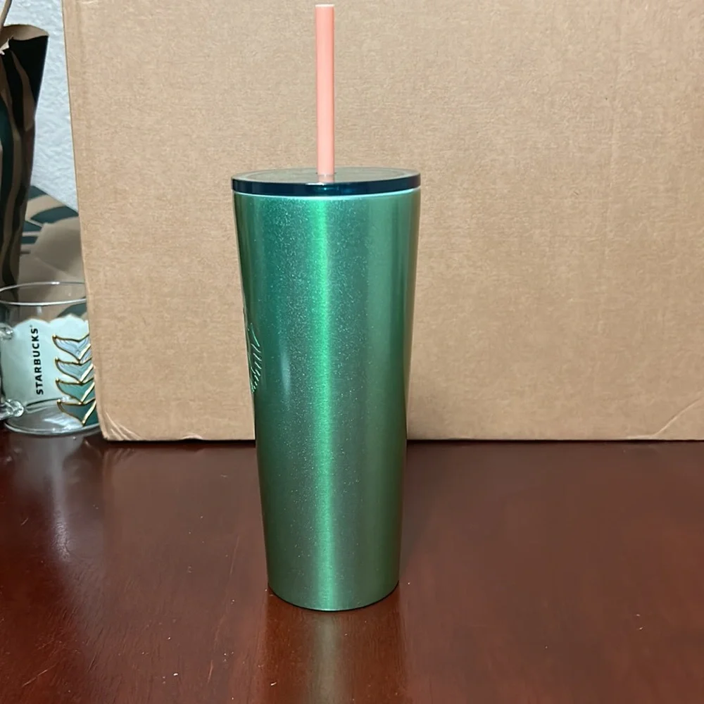 Starbucks Pink Yellow Green Ombre Stainless Still Cold Cup Tumbler, 16oz 2020 - Picture 3 of 6
